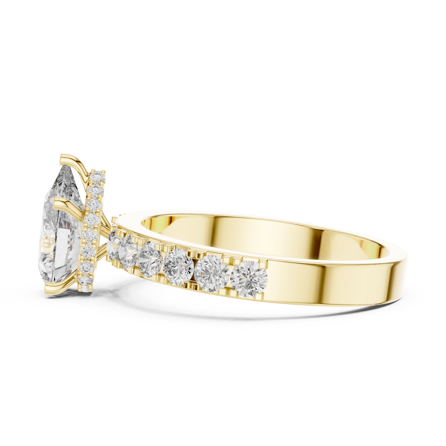 Lab Diamond Hidden Halo Pear Engagement Ring