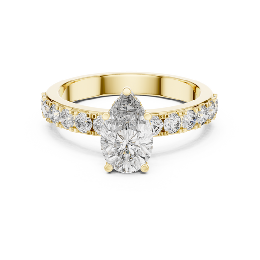 Lab Diamond Hidden Halo Pear Engagement Ring