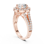 Lab Diamond Round Cut Double Shank Engagement Ring