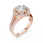 Lab Diamond Round Cut Double Shank Engagement Ring