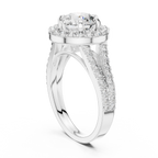 Lab Diamond Round Cut Double Shank Engagement Ring