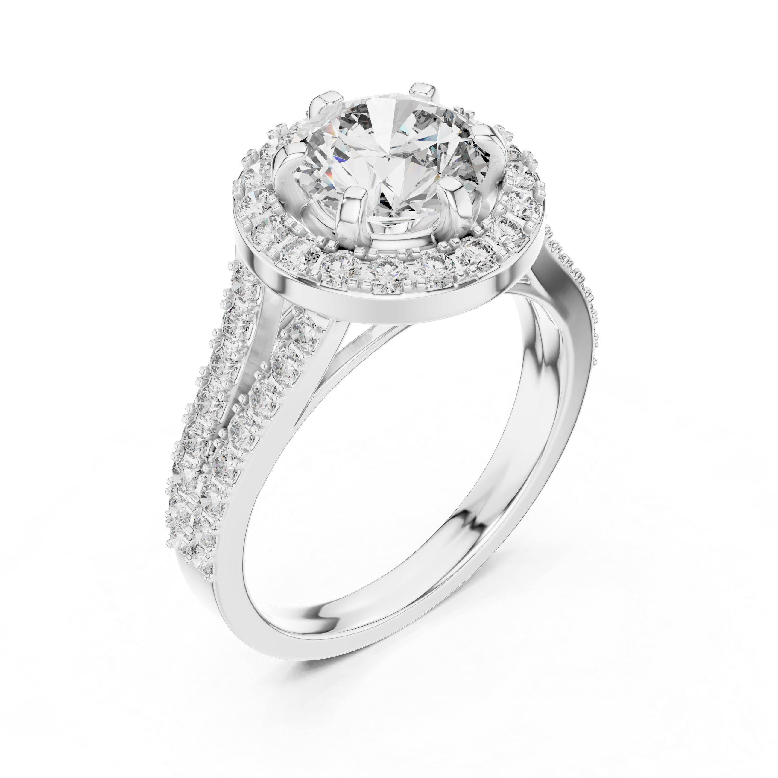Lab Diamond Round Cut Double Shank Engagement Ring