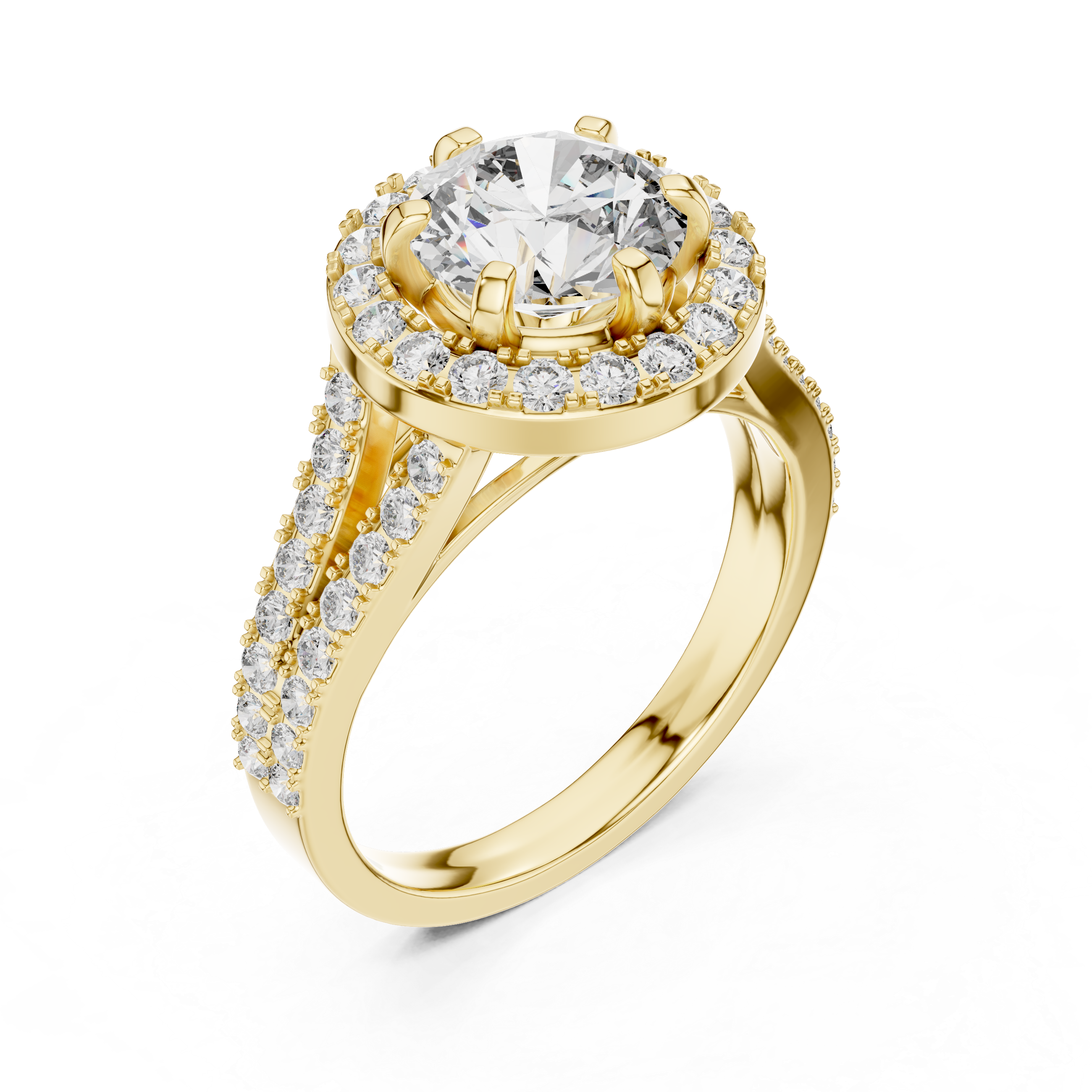 Lab Diamond Round Cut Double Shank Engagement Ring