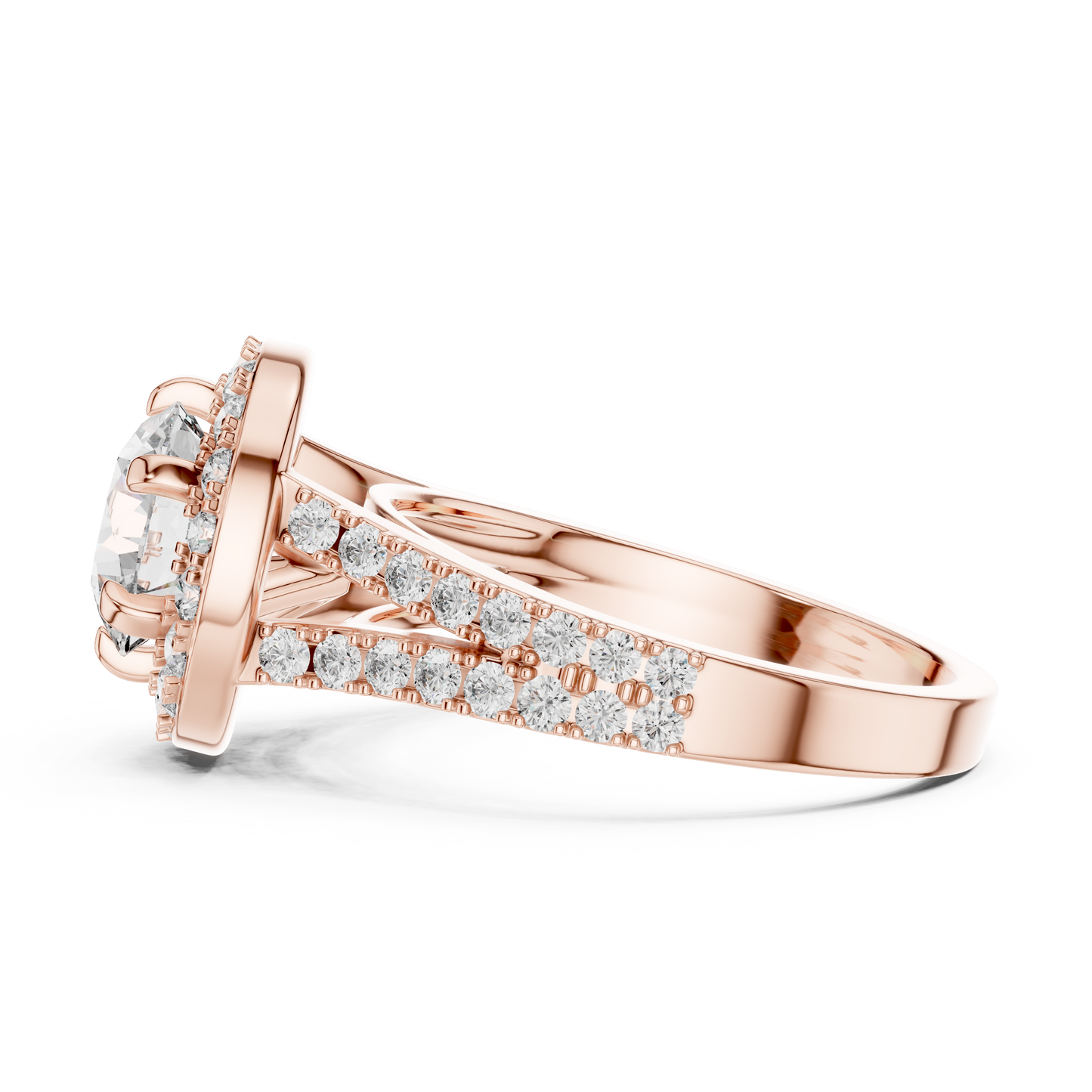 Lab Diamond Round Cut Double Shank Engagement Ring