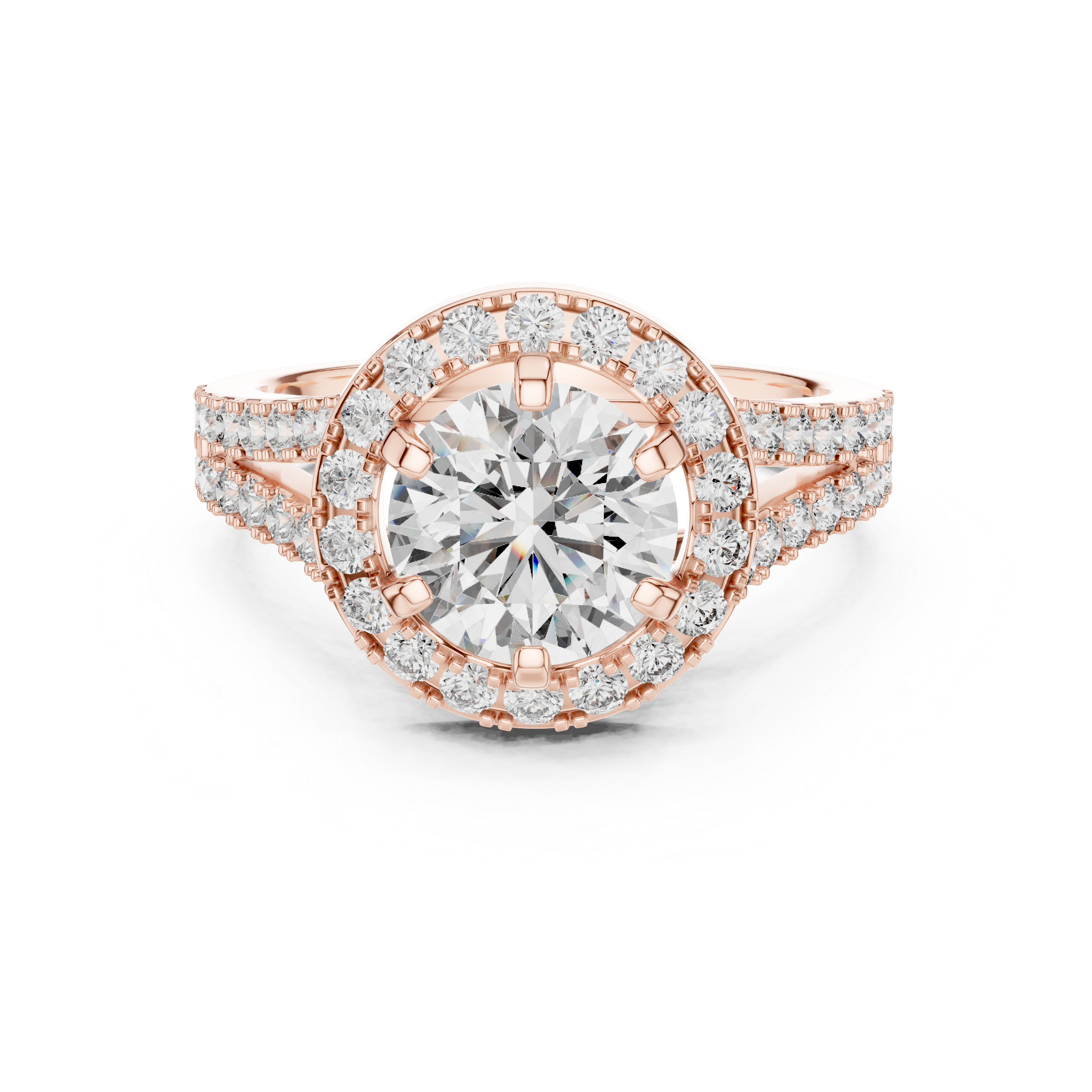 Lab Diamond Round Cut Double Shank Engagement Ring