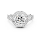 Lab Diamond Round Cut Double Shank Engagement Ring