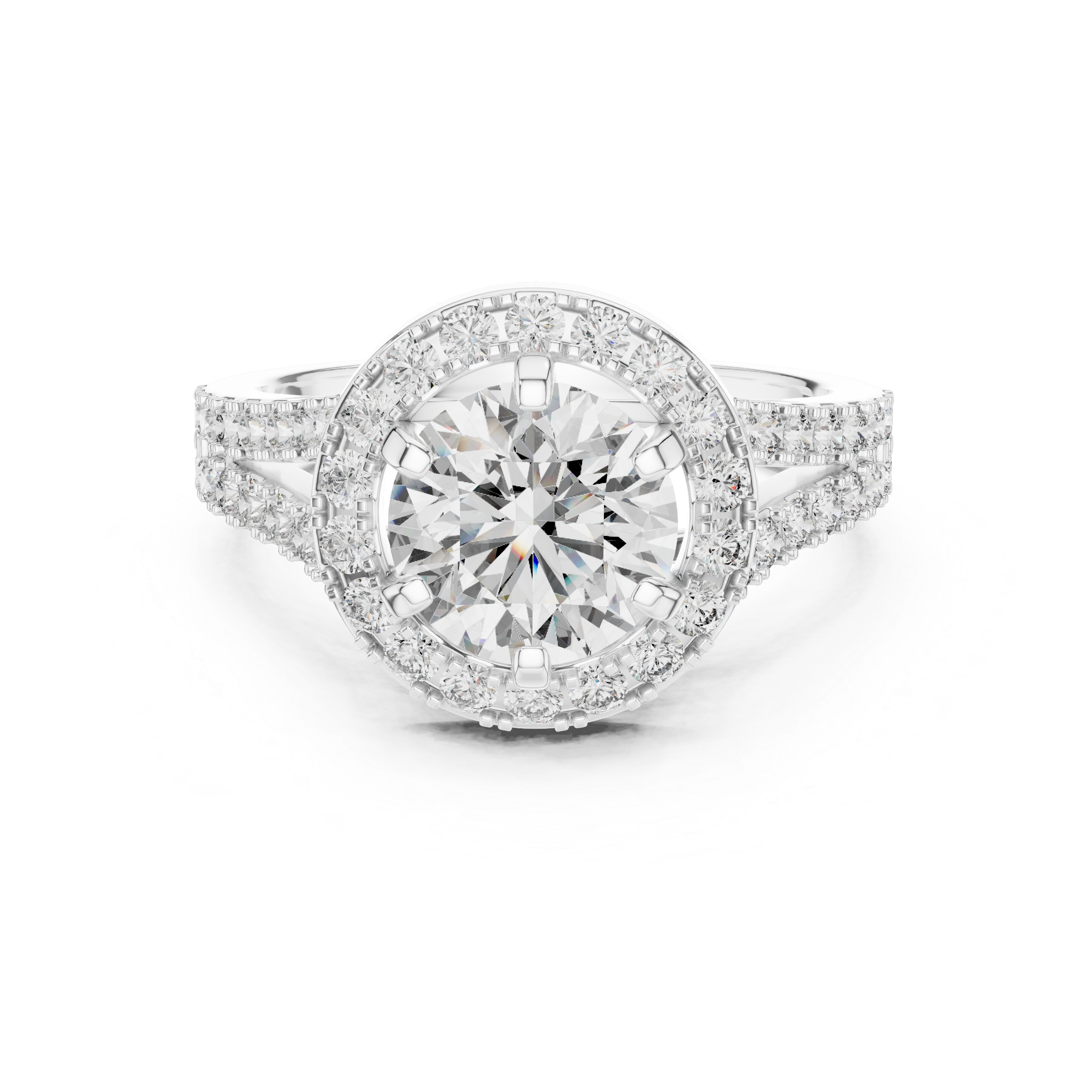 Lab Diamond Round Cut Double Shank Engagement Ring
