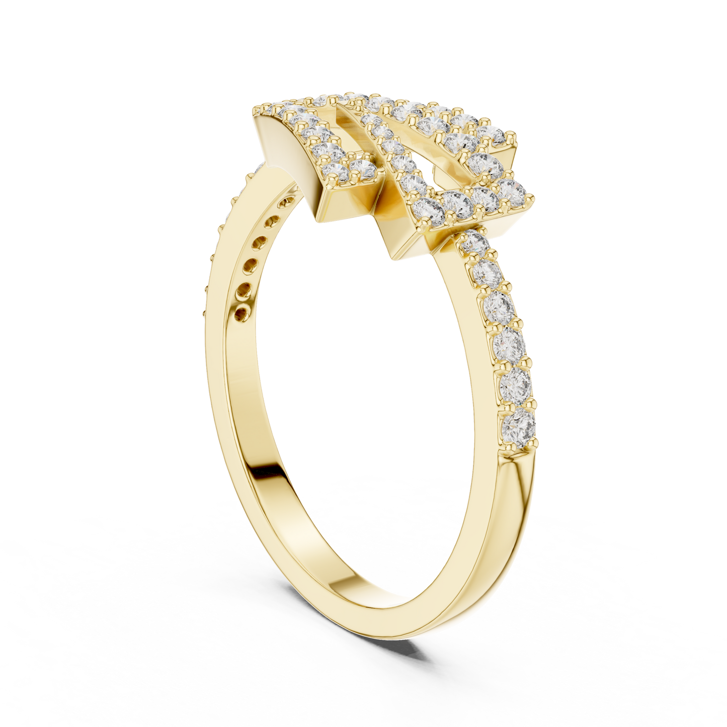 Round Cut Lab Diamond Unique Engagement Ring
