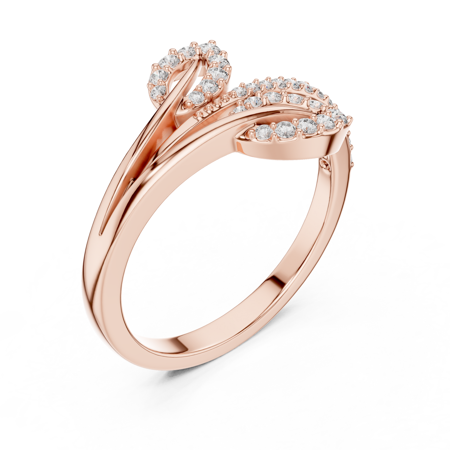 Leaf Inspired Round Cut Diamoond Engagement Ring