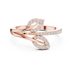 Leaf Inspired Round Cut Diamoond Engagement Ring