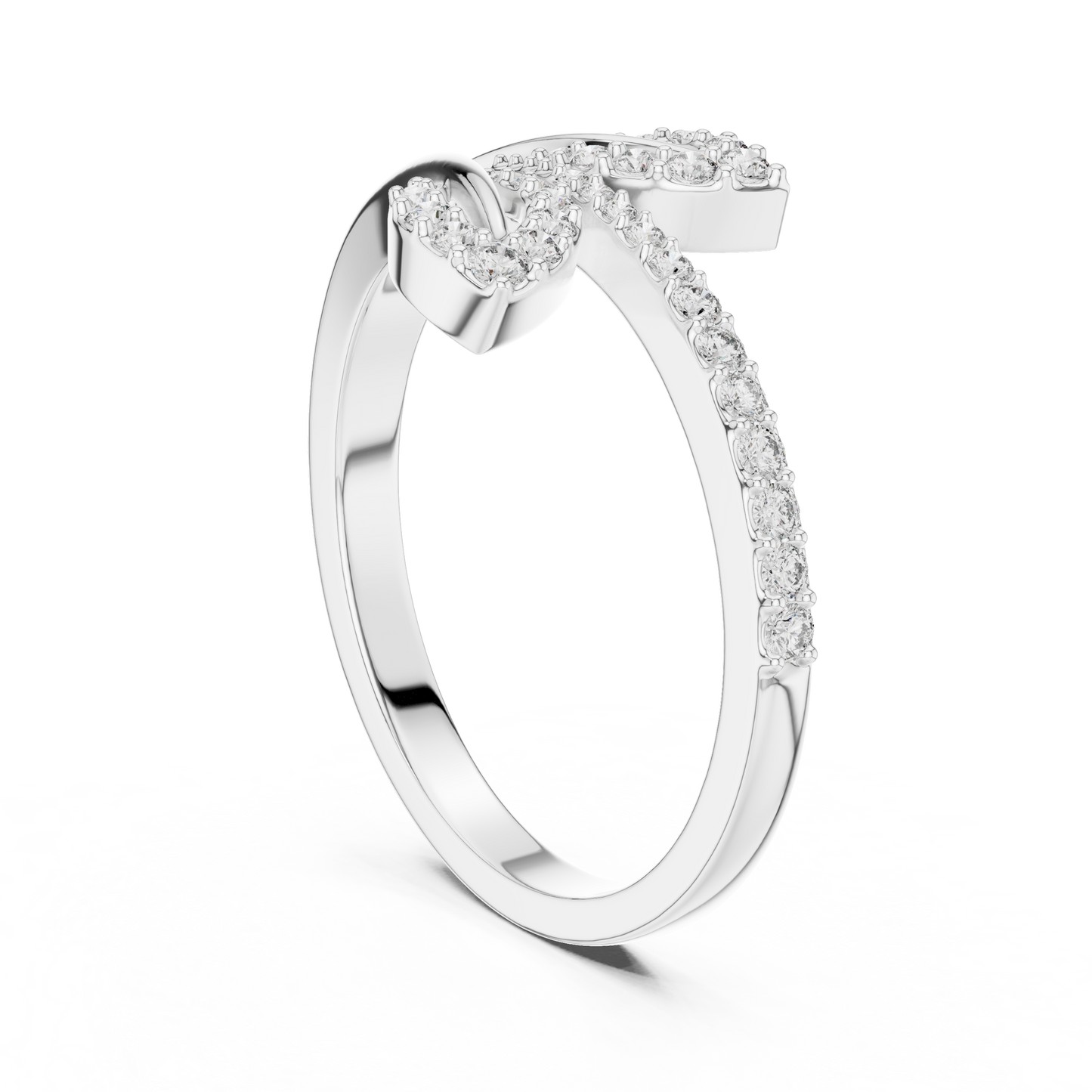 Leaf Inspired Round Cut Diamoond Engagement Ring