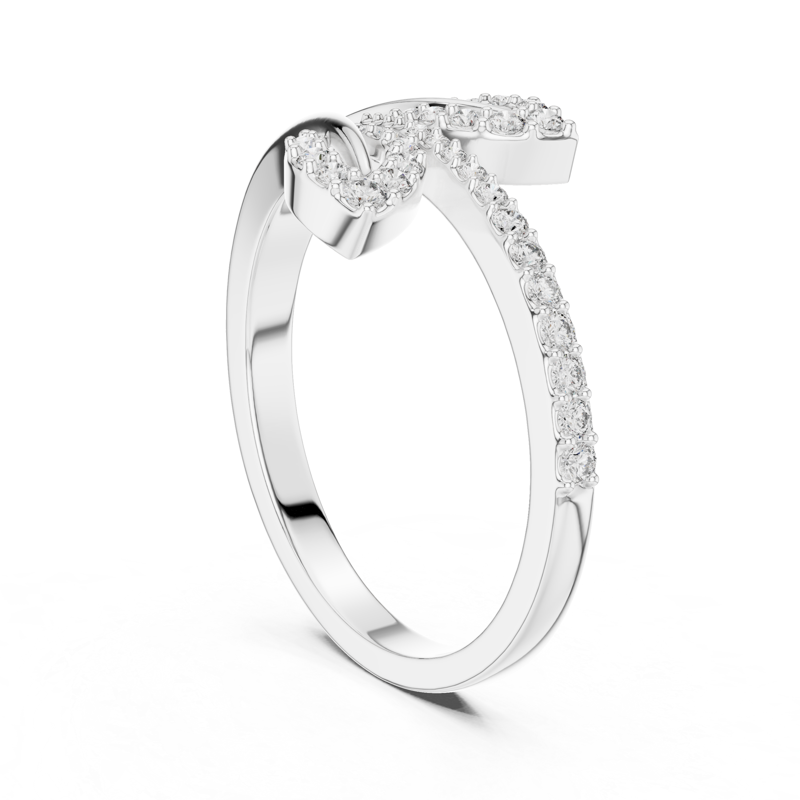 Leaf Inspired Round Cut Diamoond Engagement Ring