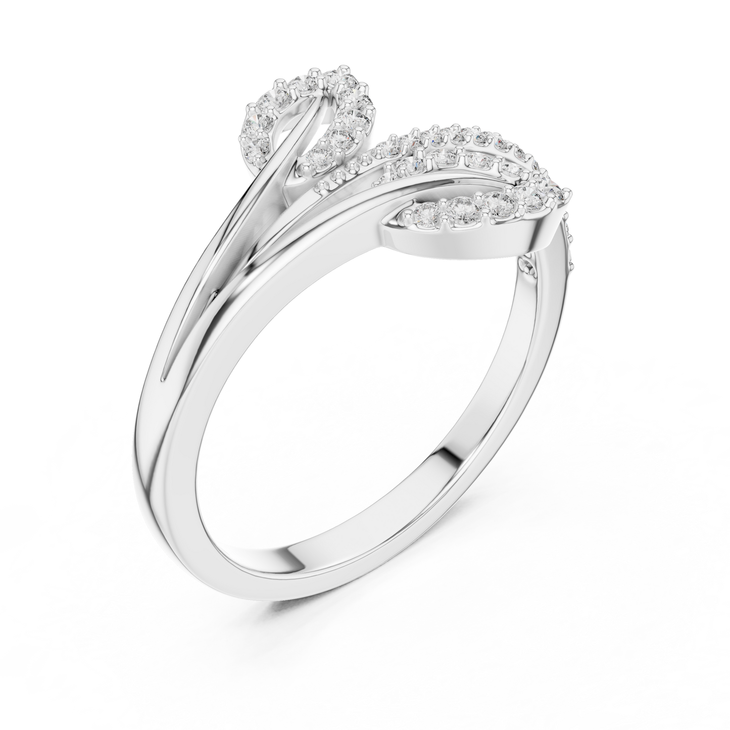 Leaf Inspired Round Cut Diamoond Engagement Ring