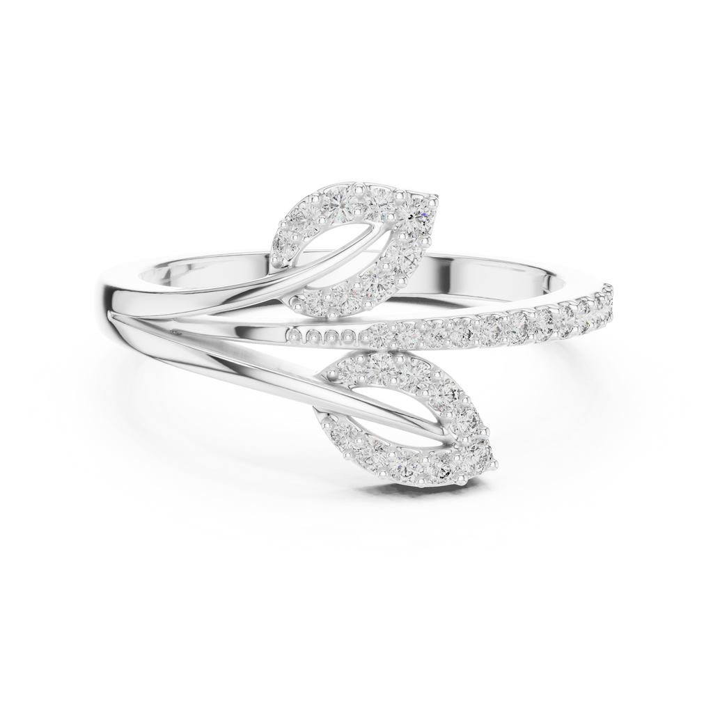 Leaf Inspired Round Cut Diamoond Engagement Ring