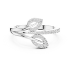 Leaf Inspired Round Cut Diamoond Engagement Ring