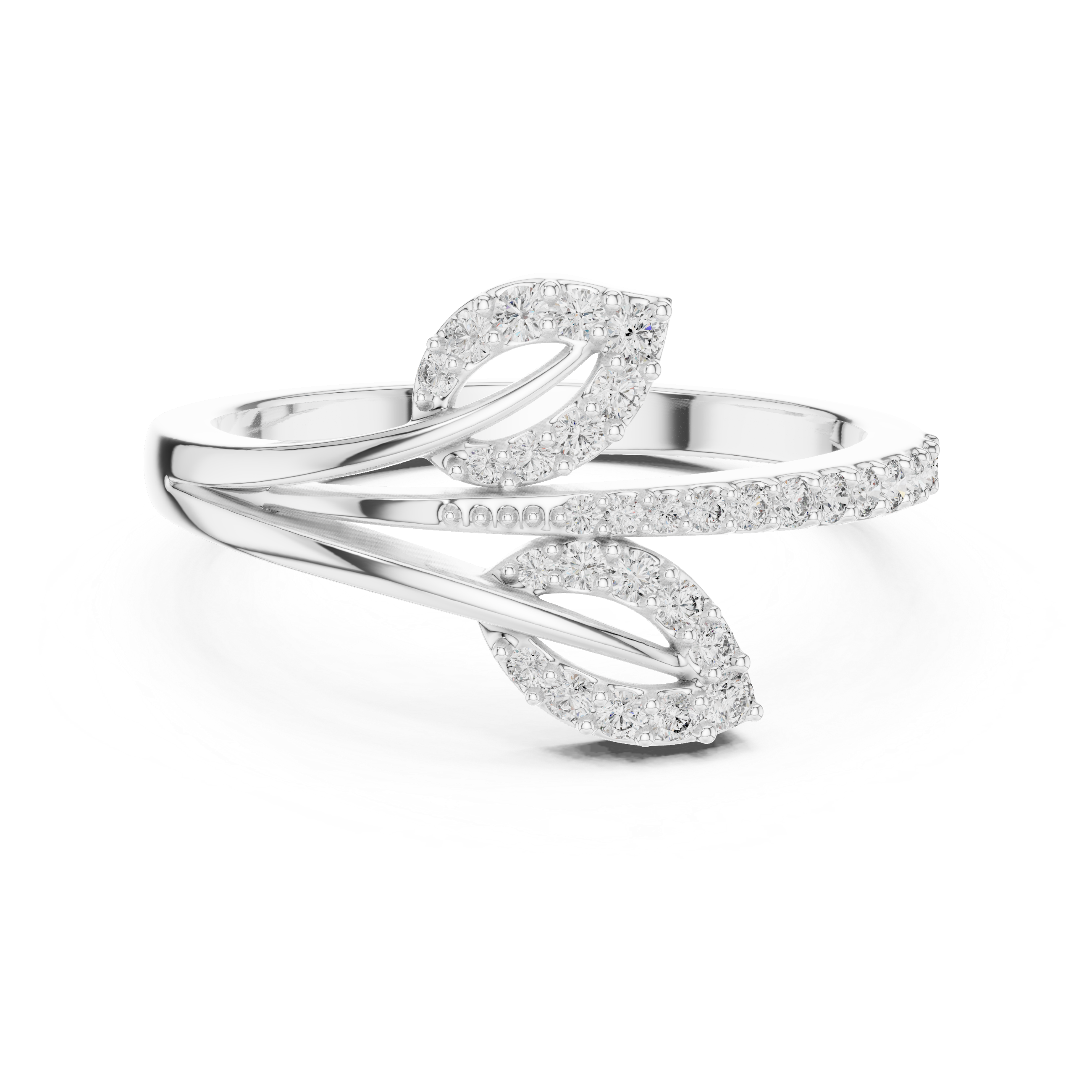 Leaf Inspired Round Cut Diamoond Engagement Ring