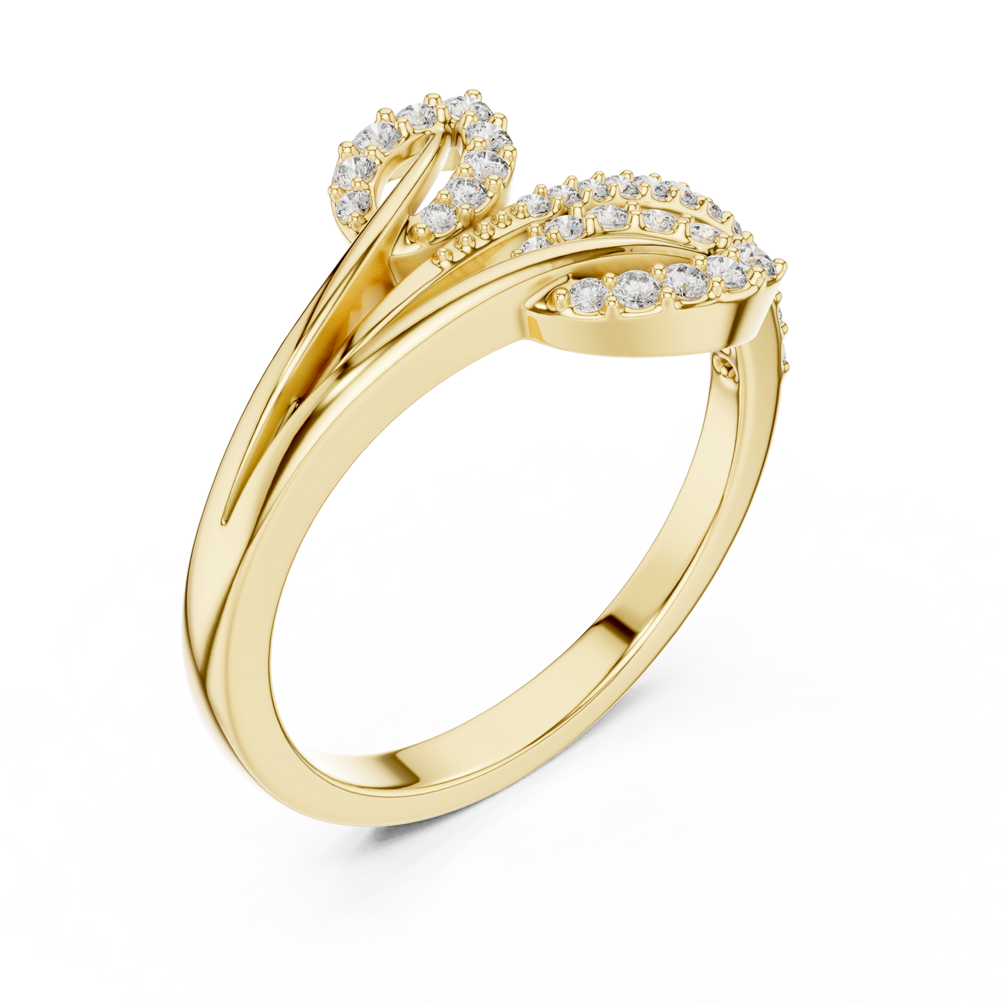 Leaf Inspired Round Cut Diamoond Engagement Ring