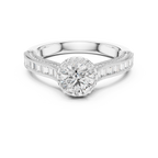 Round And Bag Solitaire Diamond Engagement Ring