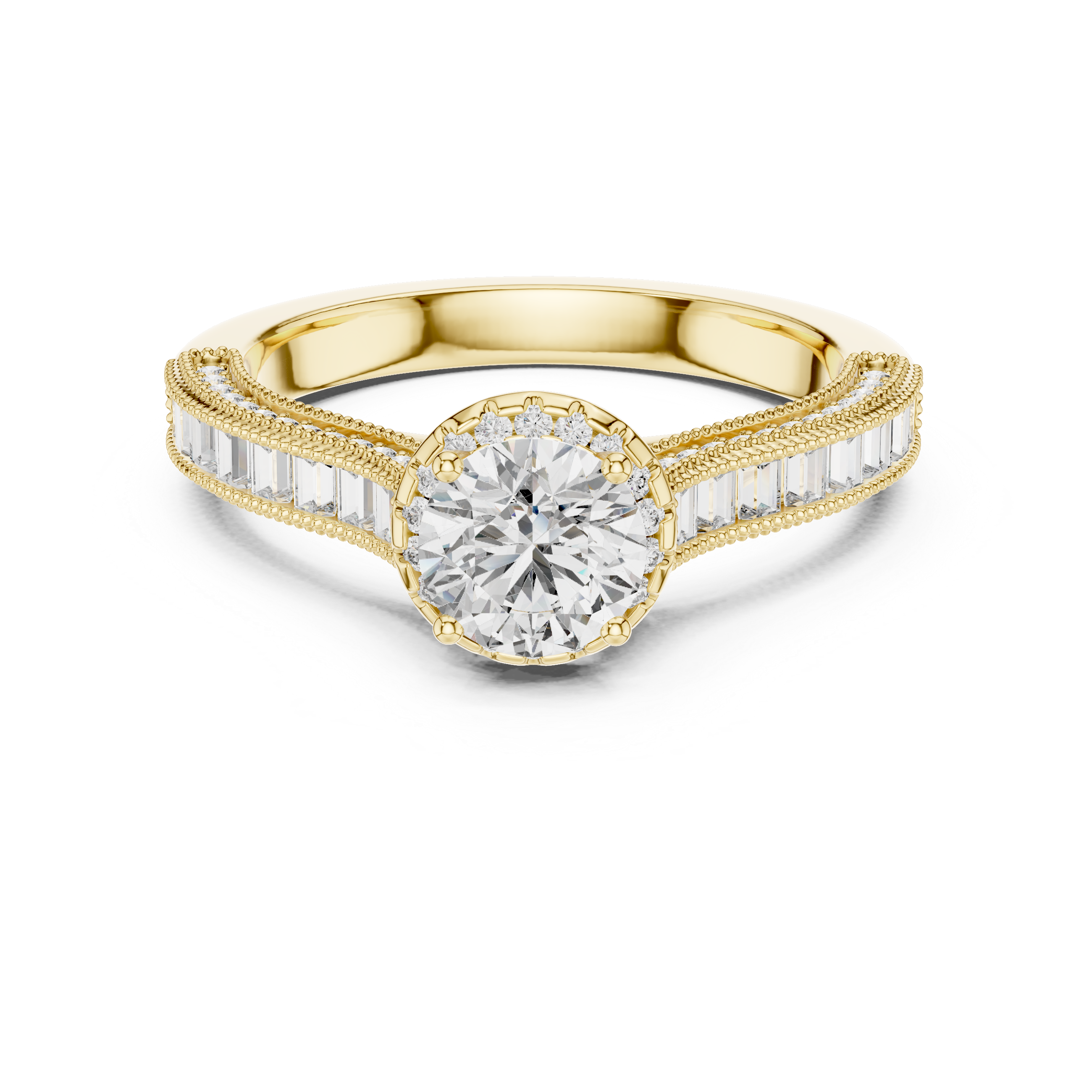 Round And Bag Solitaire Diamond Engagement Ring