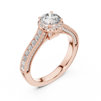 Round And Bag Solitaire Diamond Engagement Ring