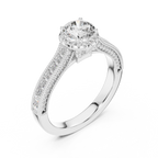 Round And Bag Solitaire Diamond Engagement Ring