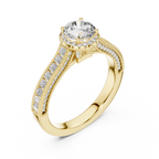 Round And Bag Solitaire Diamond Engagement Ring