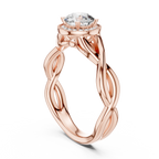 Round Cut Halo Diamond Ring with Twisted Shank