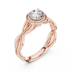 Round Cut Halo Diamond Ring with Twisted Shank