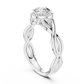 Round Cut Halo Diamond Ring with Twisted Shank