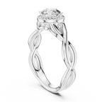 Round Cut Halo Diamond Ring with Twisted Shank
