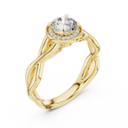Round Cut Halo Diamond Ring with Twisted Shank
