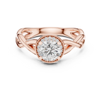 Round Cut Halo Diamond Ring with Twisted Shank