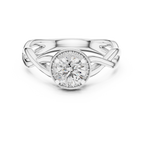 Round Cut Halo Diamond Ring with Twisted Shank