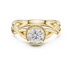 Round Cut Halo Diamond Ring with Twisted Shank