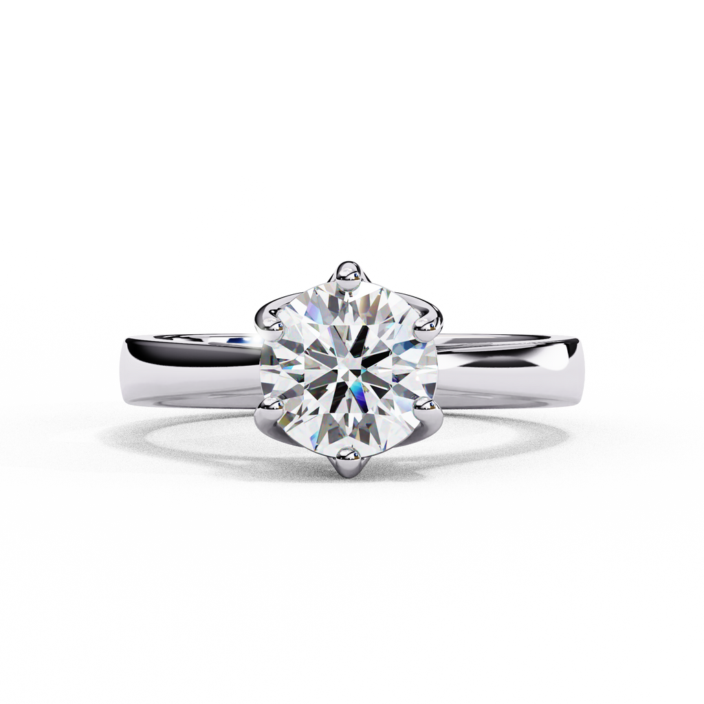 Round Cut Lab Diamond Solitaire Engagement Ring