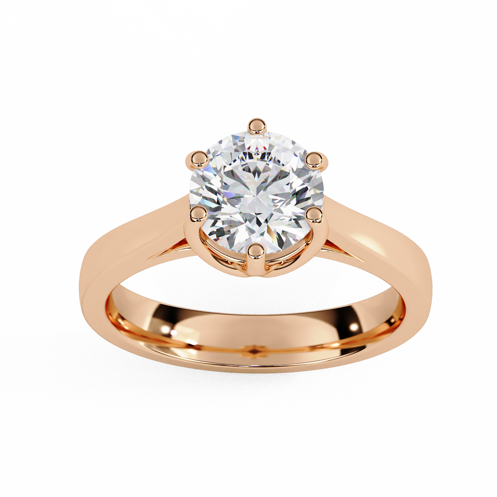 Round Cut Lab Diamond Solitaire Engagement Ring