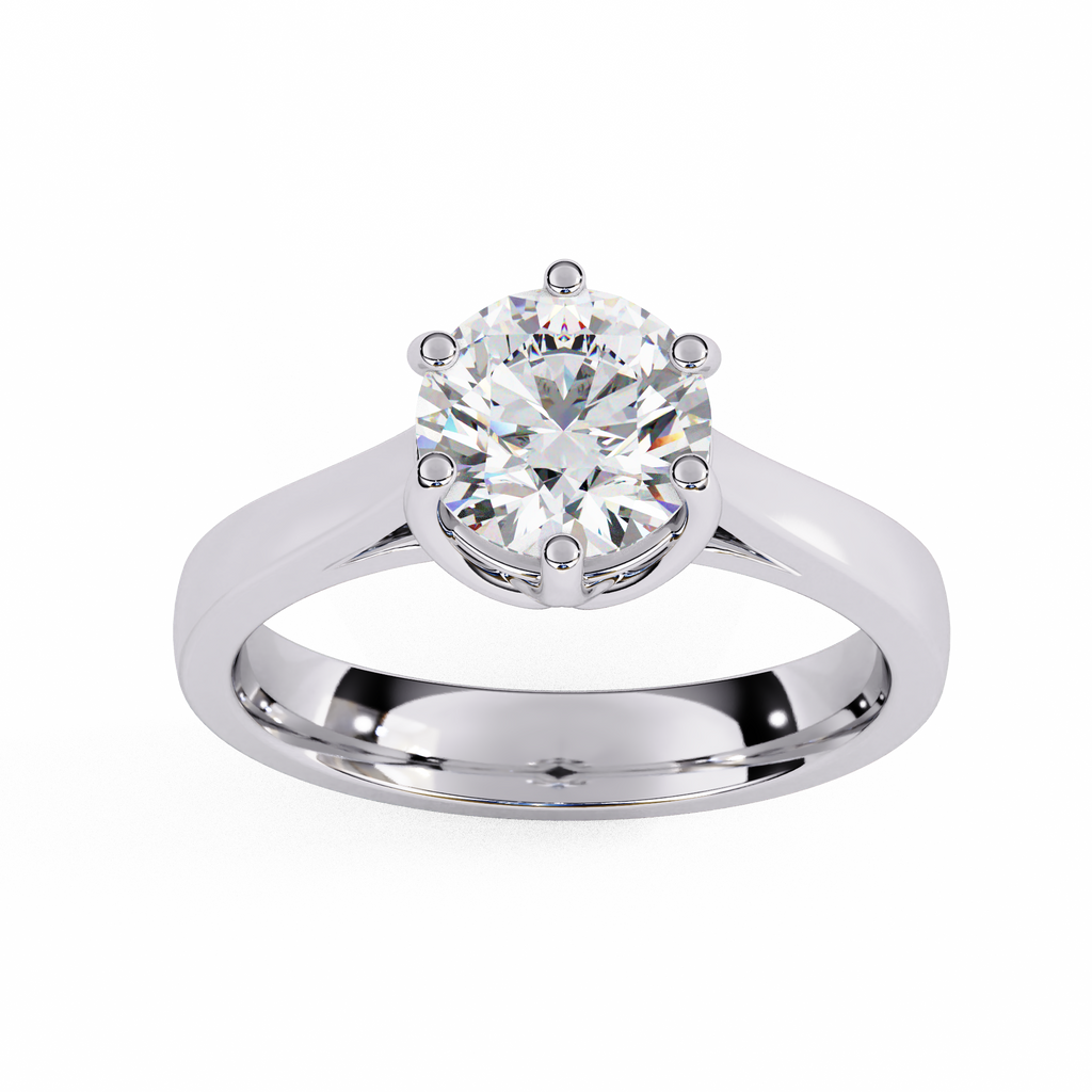 Round Cut Lab Diamond Solitaire Engagement Ring