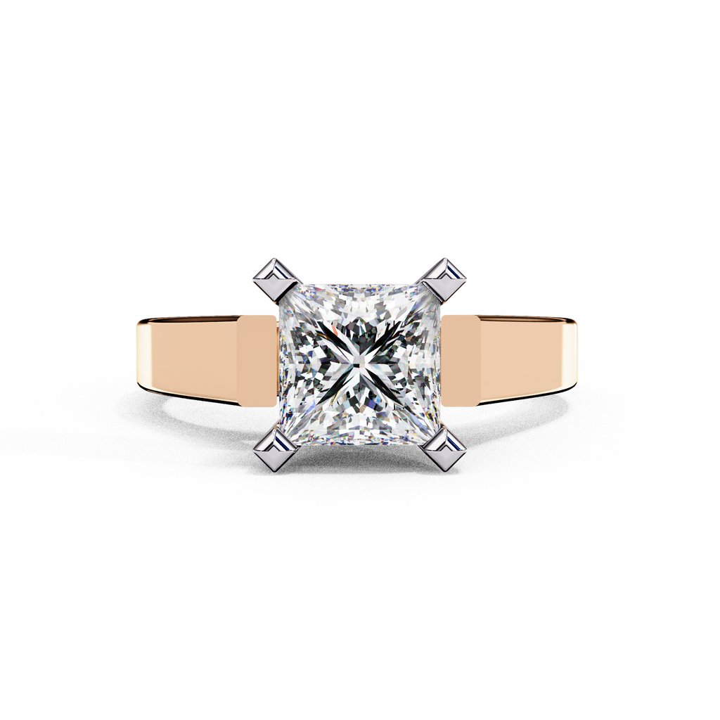 Princess Cut Lab Diamond Open Gallery Solitaire Ring