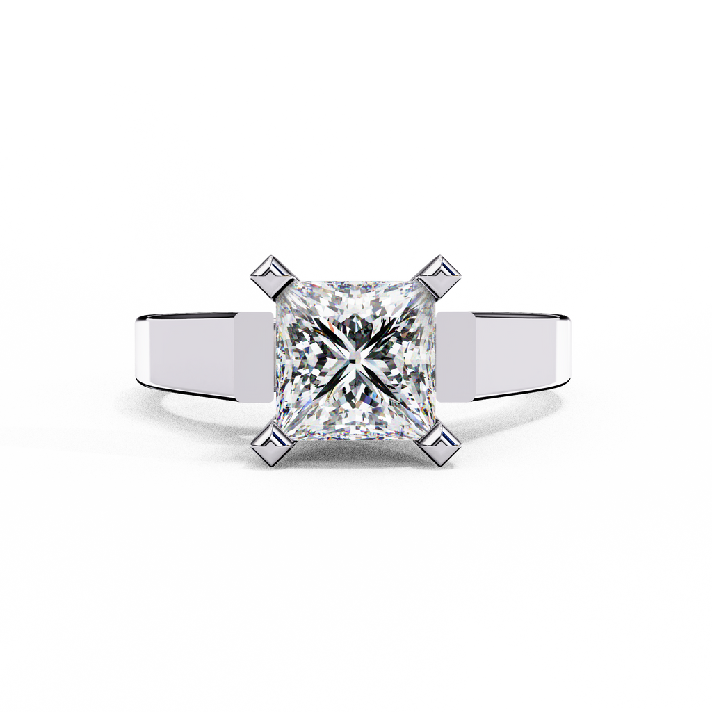Princess Cut Lab Diamond Open Gallery Solitaire Ring