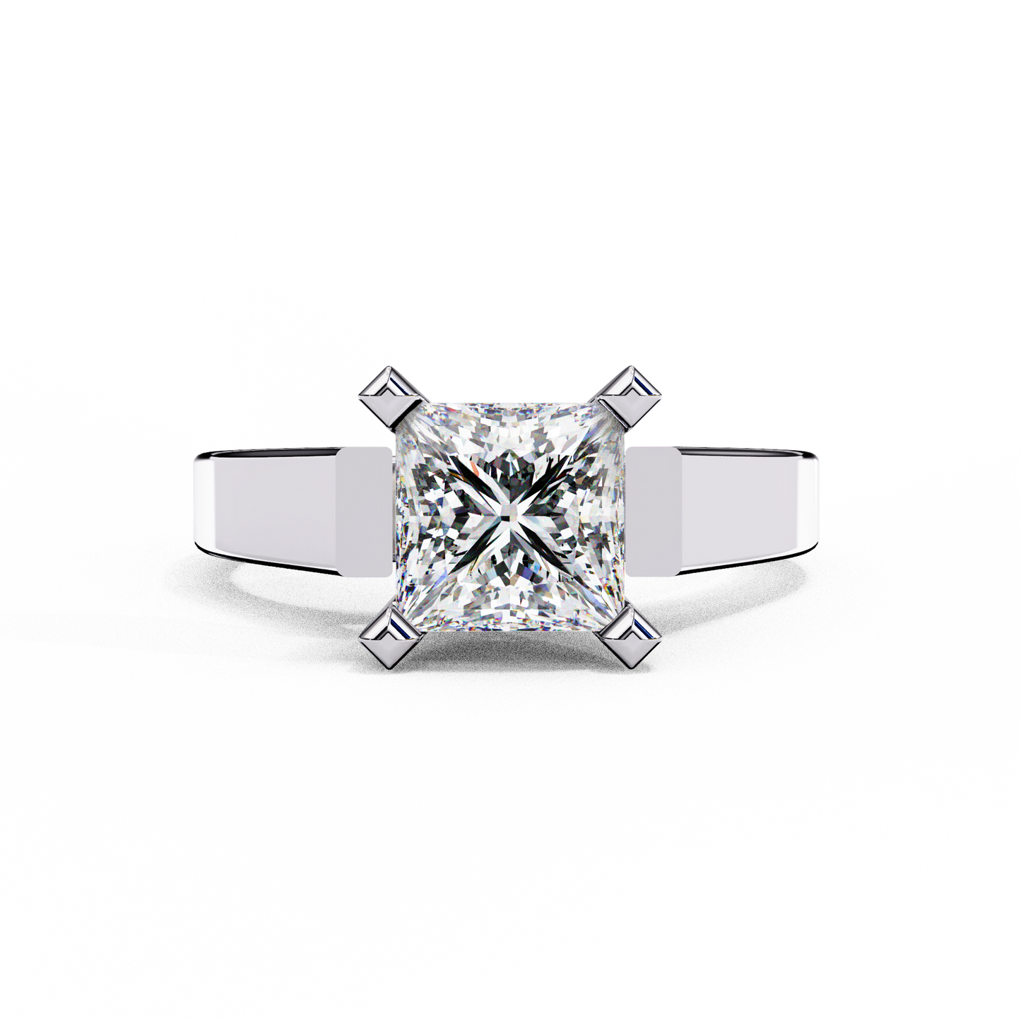 Princess Cut Lab Diamond Open Gallery Solitaire Ring