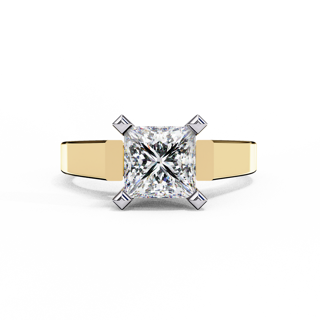 Princess Cut Lab Diamond Open Gallery Solitaire Ring