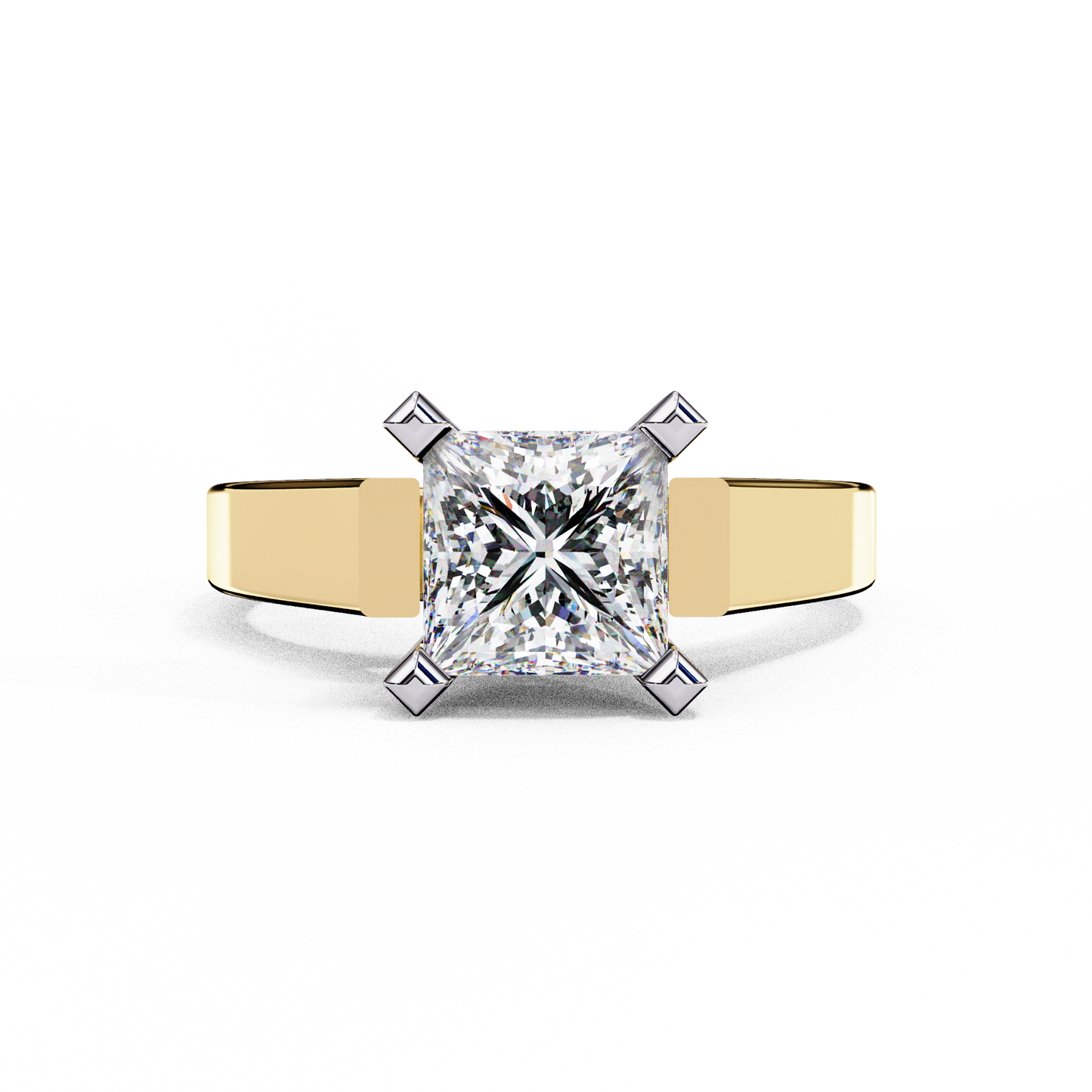 Princess Cut Lab Diamond Open Gallery Solitaire Ring