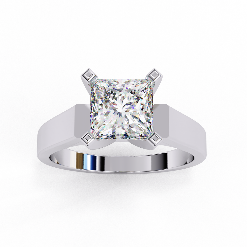 Princess Cut Lab Diamond Open Gallery Solitaire Ring