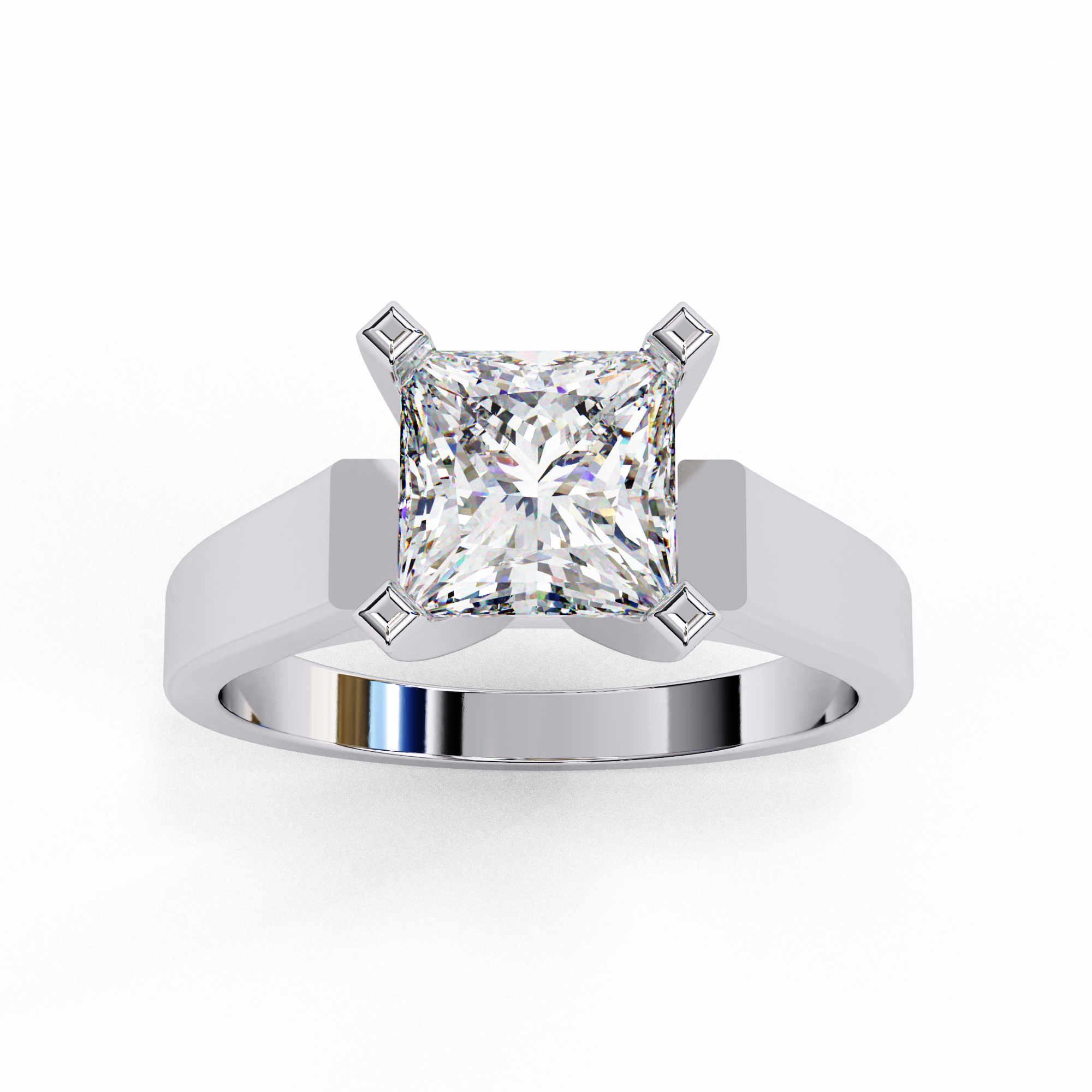 Princess Cut Lab Diamond Open Gallery Solitaire Ring
