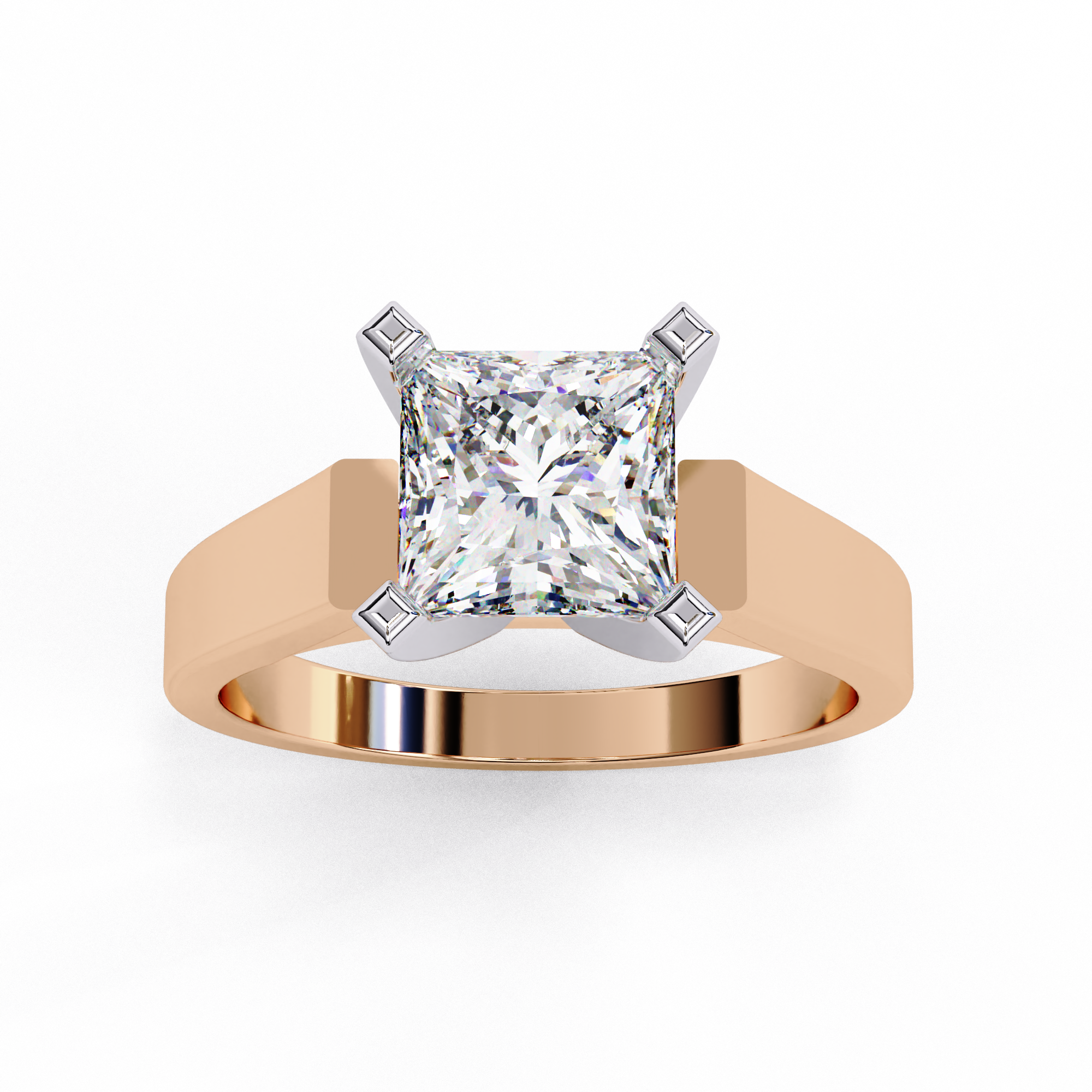 Princess Cut Lab Diamond Open Gallery Solitaire Ring