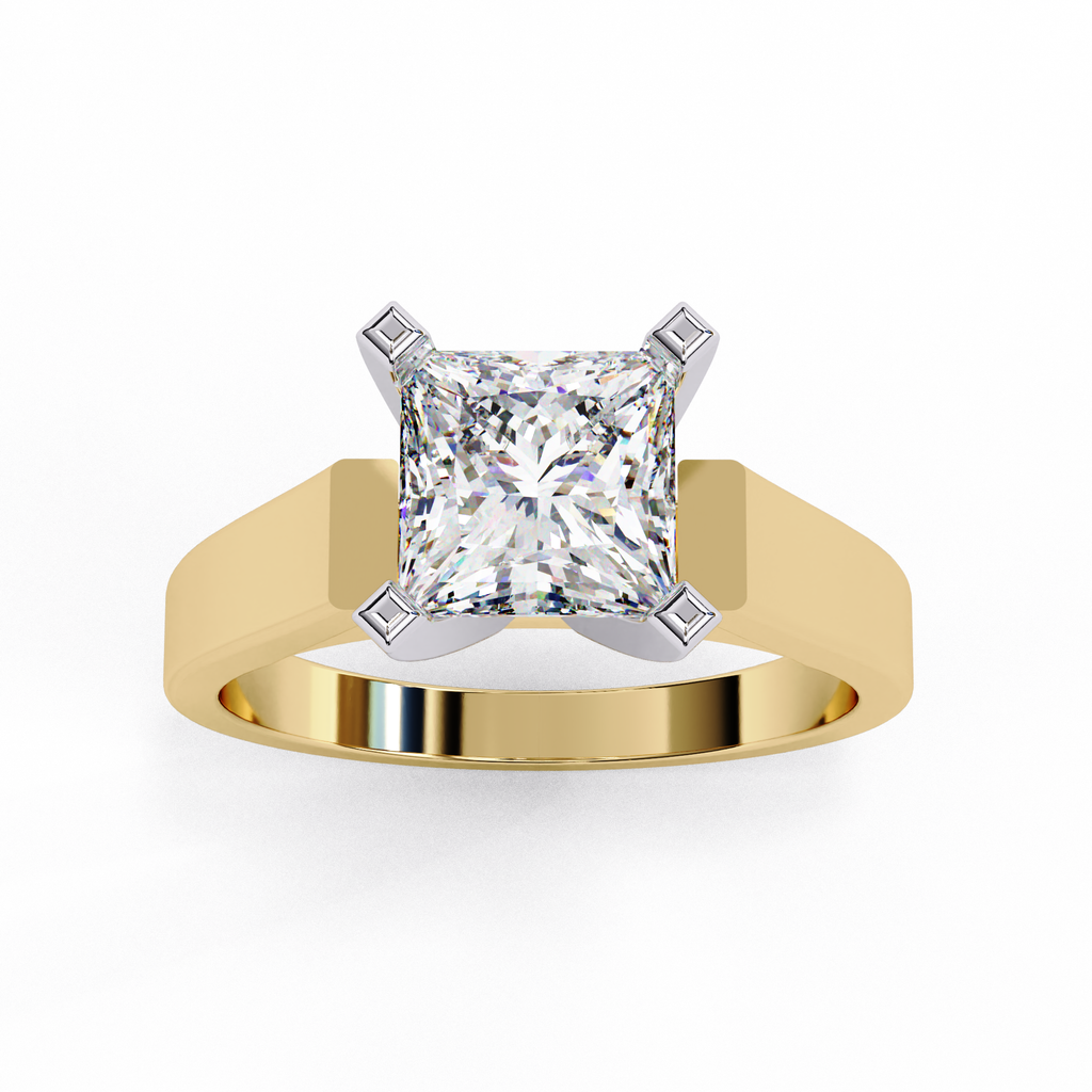 Princess Cut Lab Diamond Open Gallery Solitaire Ring