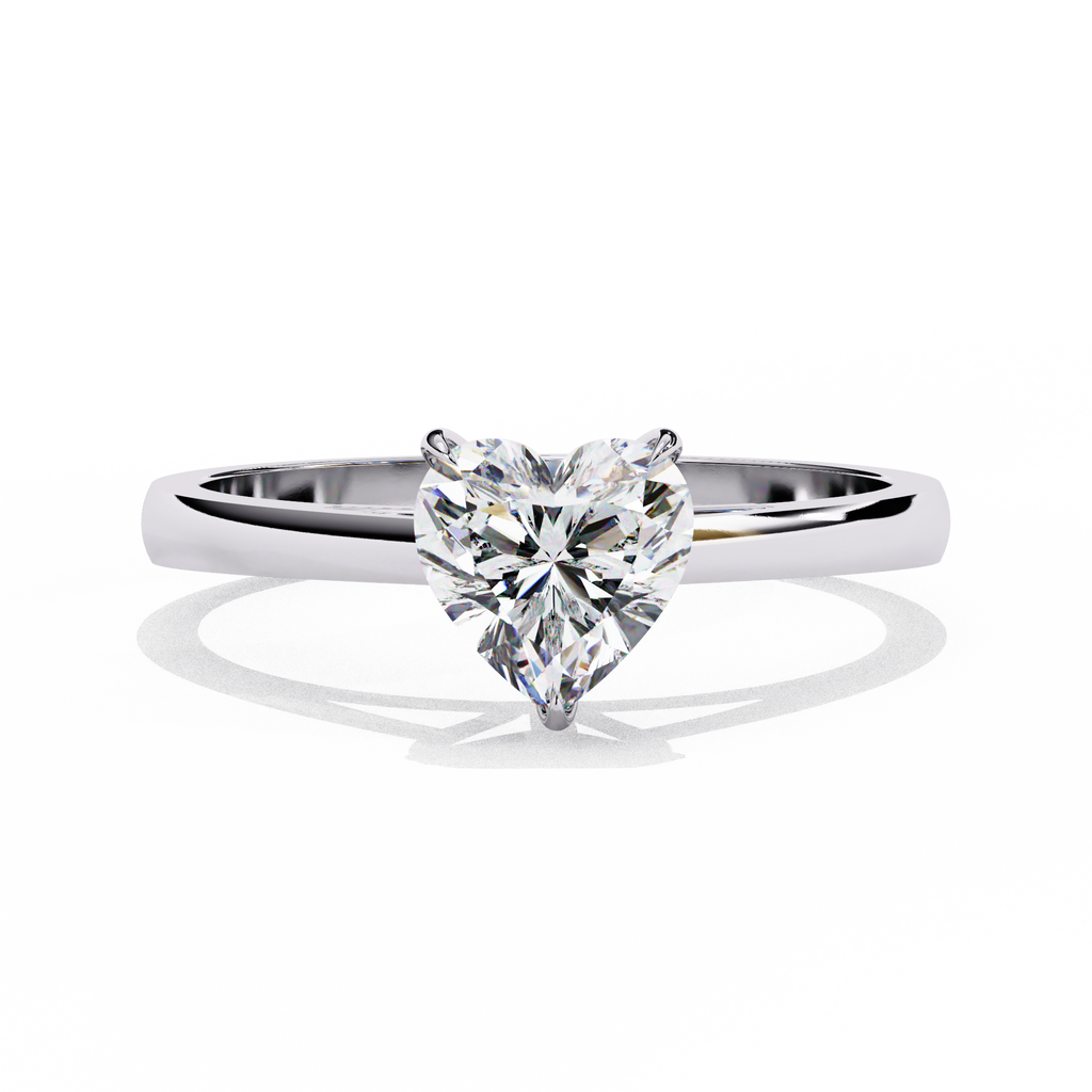 Heart Shaped Lab Diamond Solitaire Engagement Ring