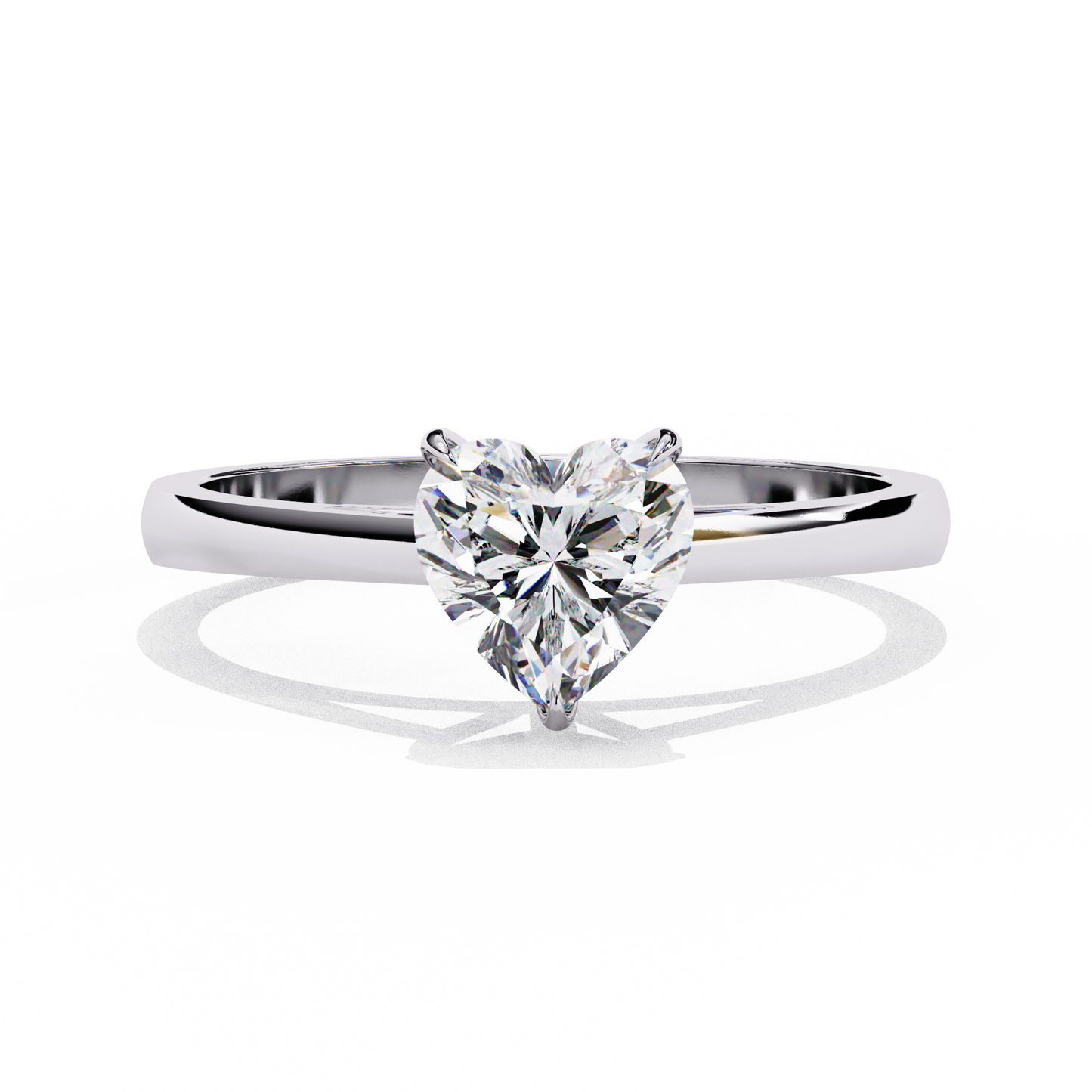 Heart Shaped Lab Diamond Solitaire Engagement Ring
