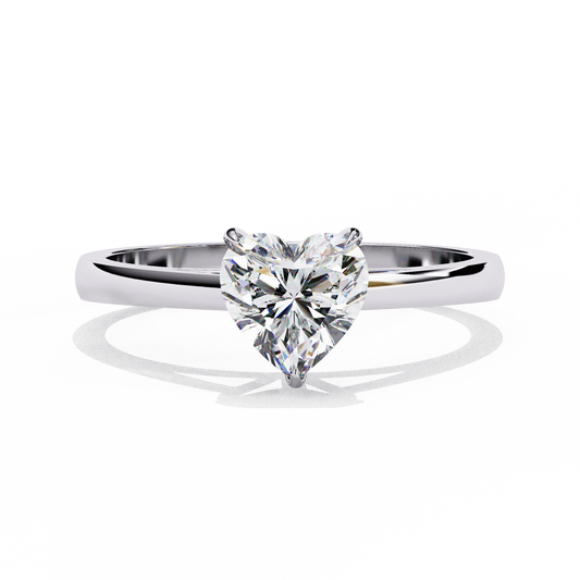 Heart Shaped Lab Diamond Solitaire Engagement Ring