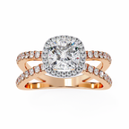 Cushion Cut Lab Diamond Split Shank Engagement Ring